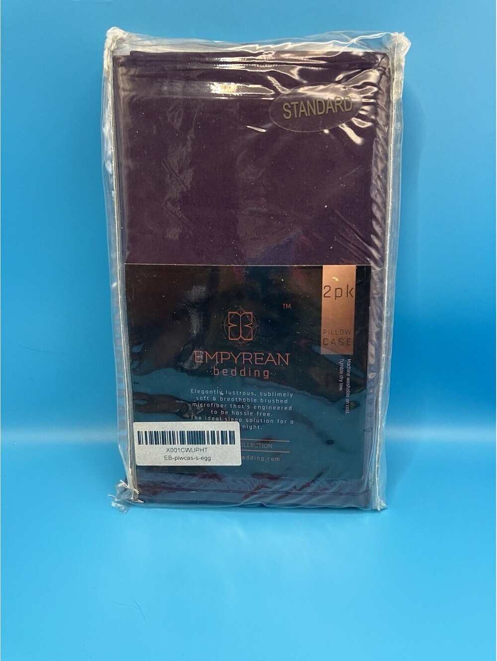 SET OF 2 STANDARD PILLOWCASES IN EGGPLANT NEW IN BAG